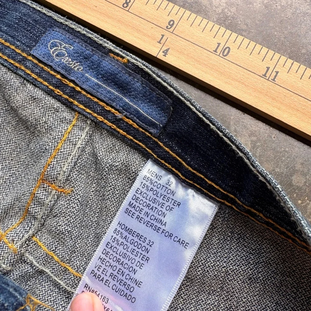 Existo Mens 32 Baggy Wide Leg Jeans Dark Wash Gold Crest Embroidered Y2K Blue‎